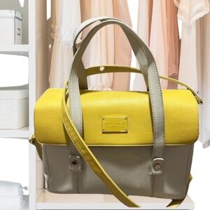 David Jones Paris Yellow and Cream Women's Bag